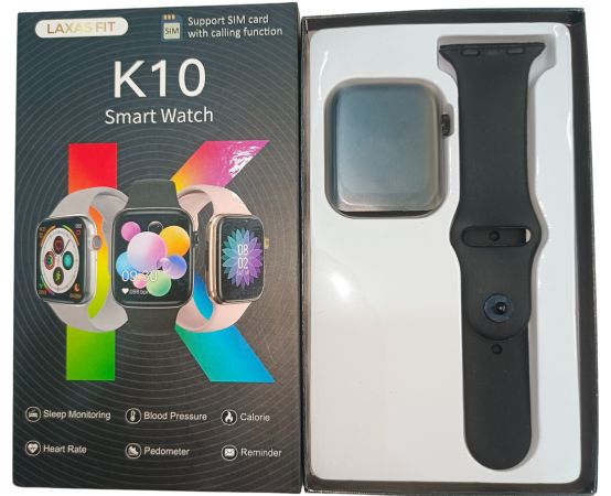 K10 Single SIM Smart Watch with calling function, featuring a built-in SIM slot, touchscreen display, fitness tracking, and smart notifications, offering convenience and connectivity on the go.