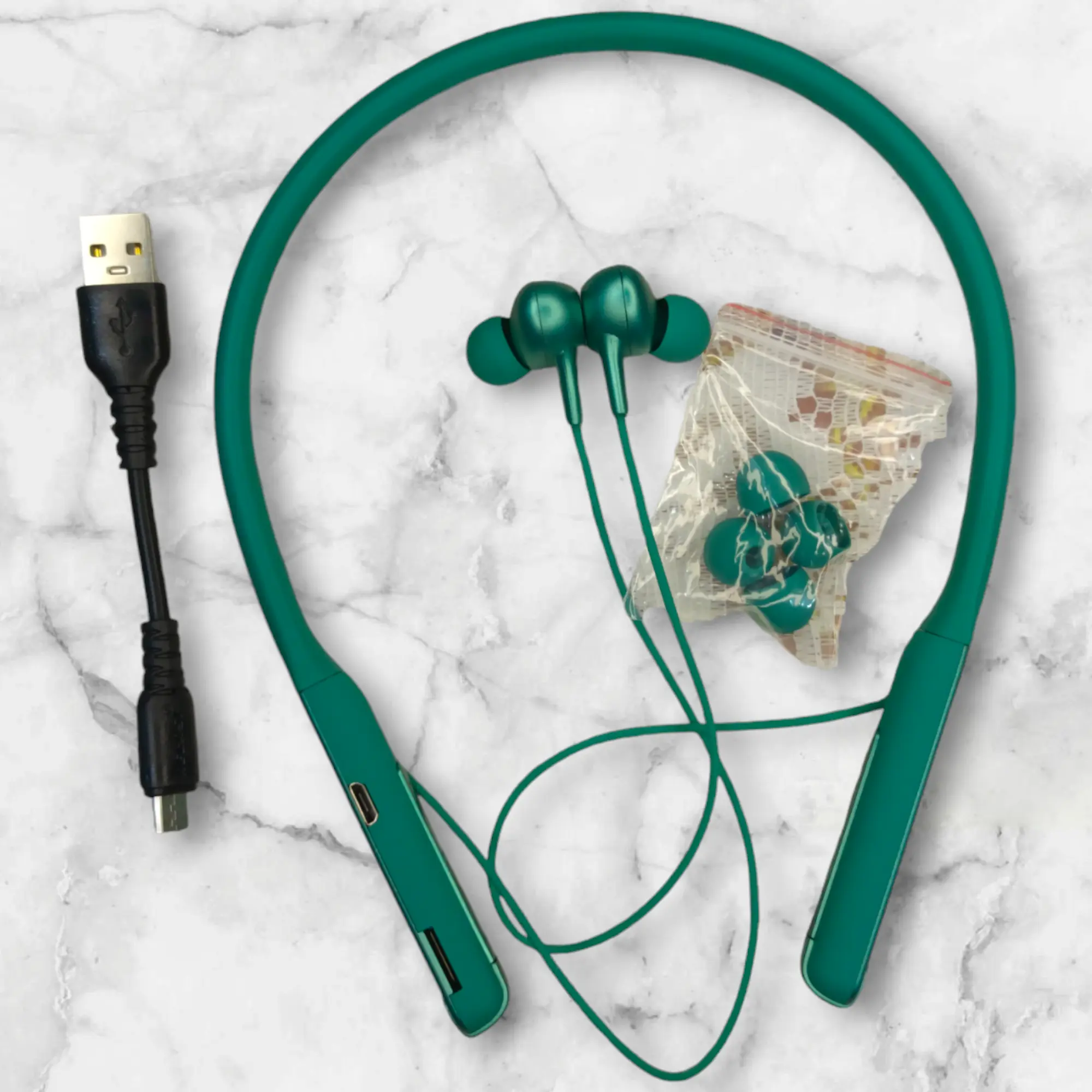 RE-NY027 RECRSI Premium Neckband Headset featuring a sleek neckband design, Bluetooth connectivity, HD sound quality, and noise reduction, perfect for hands-free calls and music on the go.