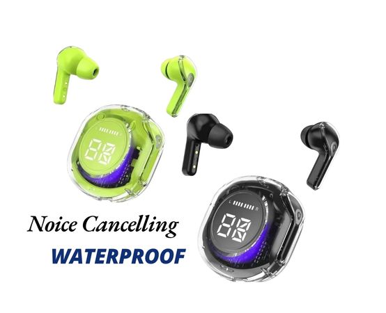 Ultrapods Pro True Wireless Earbuds featuring a waterproof design, LED display on the charging case, noise isolation, and high-quality sound, perfect for workouts and daily use.